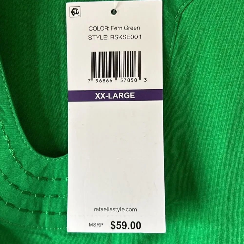 NEW Rafaella Short Sleeve Green V Neck Top - Picture 4 of 6